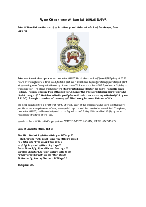 A preview of a PDF biography for Ball, Peter William